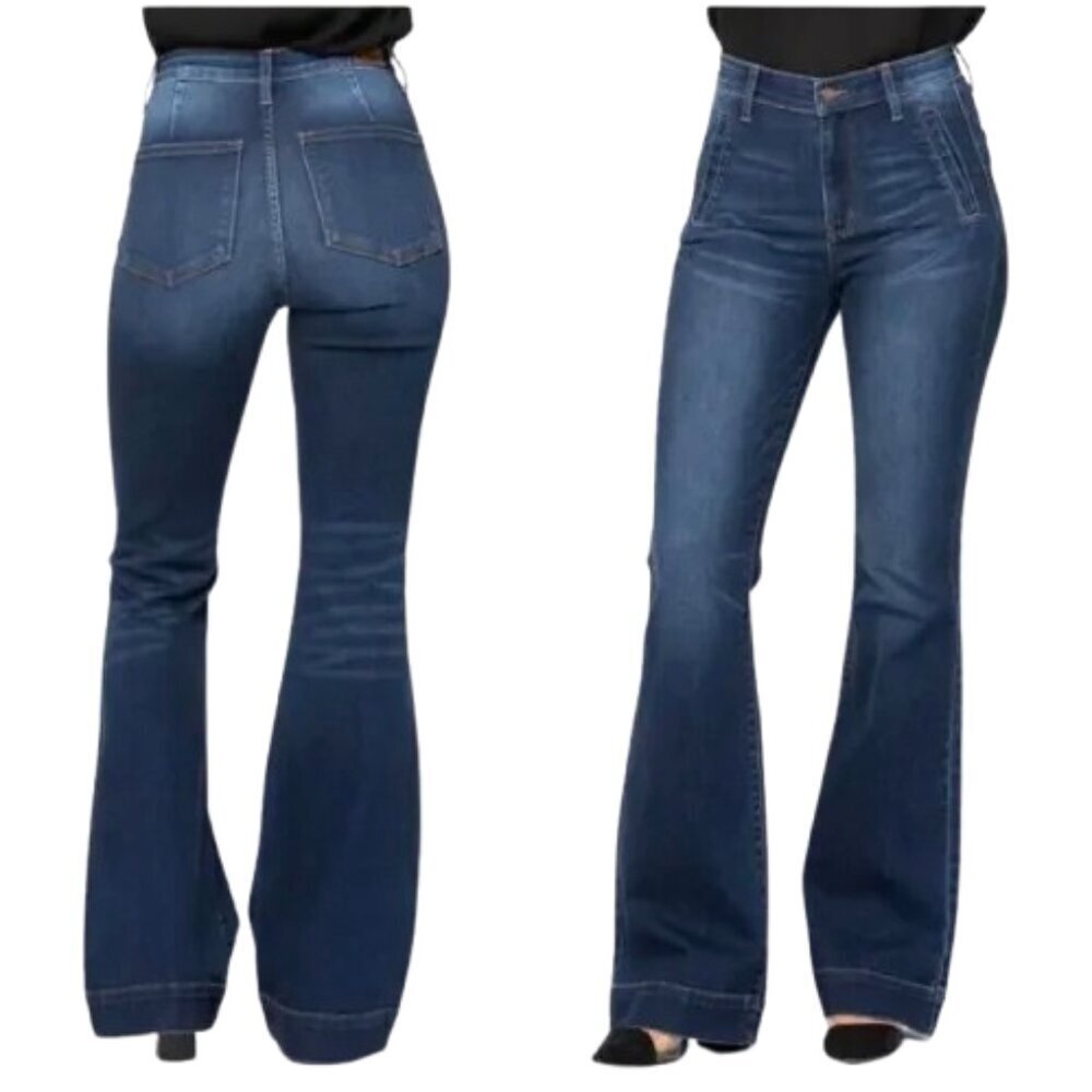 Junior's 13/31 NWT Judy Blue Nessa Trouser Flare Jeans Stretch Zip Fly